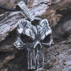 EYHIMD Vintage Surface Stainless Steel Punisher Skull Pendant Necklace Gothic Punk Biker Jewelry