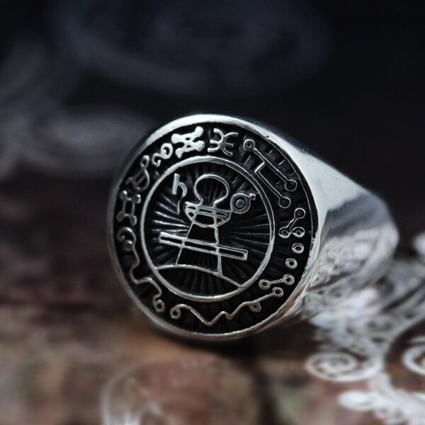 EYHIMD Seal of Solomon Seal Ring Magic Runes Stainless Steel Signet Rings Pagan Amulet Jewelry