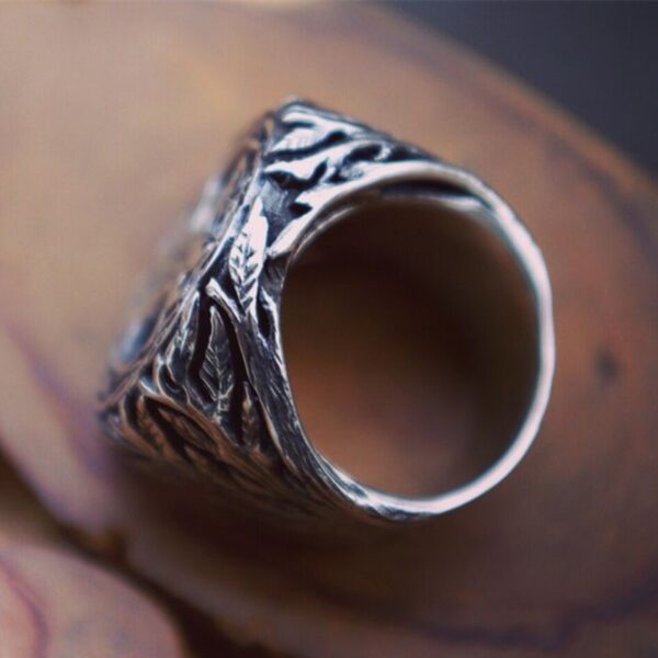 EYHIMD Nature Tree of Life 316L Stainless Steel Signet Ring Mens Yggdrasil Vine Amulet Jewelry Family Friendship Gift