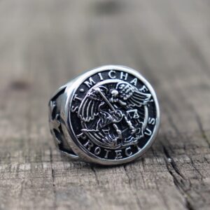 Save and Protect Archangel Biker Rings Mens Knigts Templar Stainless Steel Ring Guardian Angel Jewelry