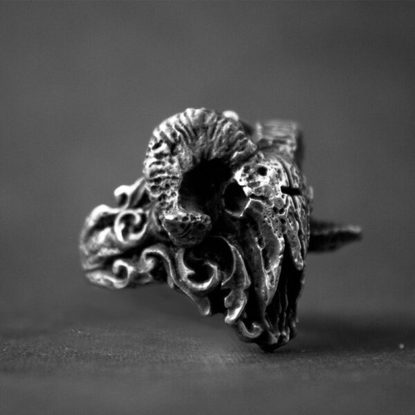 Unique Punk Gothic Satanic Demon Sorath Skull Ring Men 316L Stainless Steel Biker Ring Baphomet Jewelry Gift