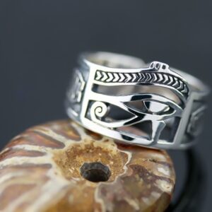 Vintage Men Women Silver Color Egyptian Eye of Horus Ankh Cross Symbolic Rings Egypt Amulet Jewelry Gift