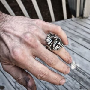 EYHIMD Māori Mythology Stainless Steel Tiki Totem Rings Mens Tribal Unique Biker Amulet Jewelry