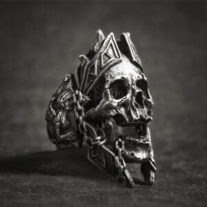 EYHIMD Unique Gods of War Ares Skull Rings Punk Rock Warrior 316L Stainless Steel Ring Mens Biker Jewelry